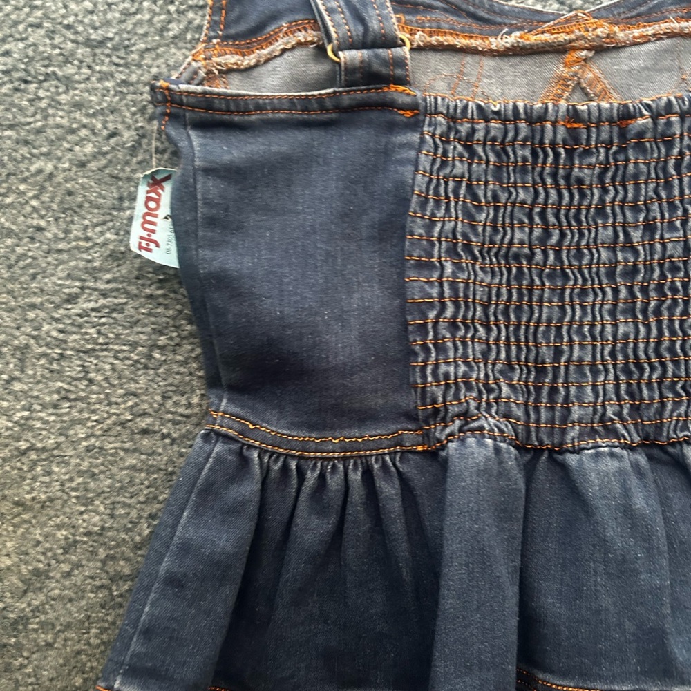 Women’s Denim peplum top - Dark Blue with Contrast Stitching - Picture 7 of 12